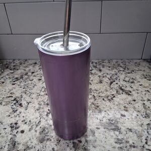 Purple Aluminum drinking Tumbler with Straw hot cold snap on lid